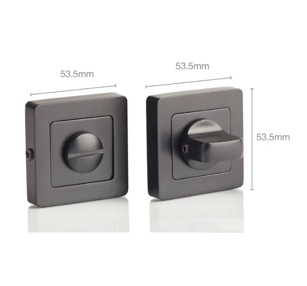 Mâner ușă negru cu rozetă pentru baie 35-ZR-8x8-A003-WC-56-61, model Bologna - imagine 2