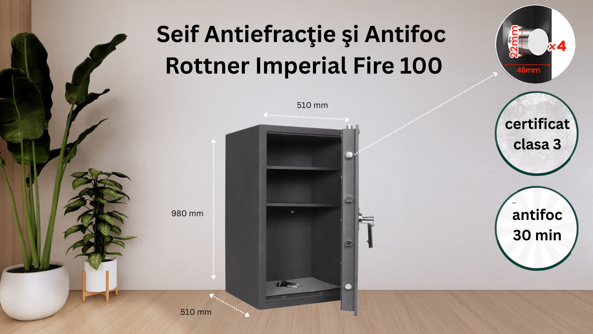 Seif Antiefracţie şi Antifoc Rottner Imperial Fire 100