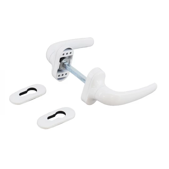 Set mânere ușă, tip termopan, model Nicola, aluminiu, alb