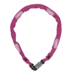 Antifurt bicicletă cu lanț și cifru Abus 1200 Web 60 cm, fără cheie, înveliș textil, roz
