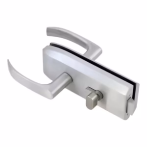 Broască ușă sticlă, Y02, pentru ușă batantă cu închidere în toc, buton interior, inox