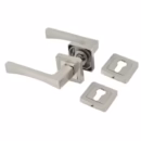 Mâner cu rozetă pătrată pentru ușă interior, aliaj metalic, satin nichel, 121×50 mm