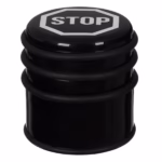 Opritor ușă metalic STOP, Ø7,5x8 cm, bază antiderapantă, negru
