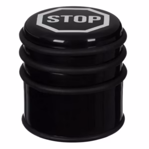 Opritor pentru ușă metalic negru STOP Ø 7.5x8cm