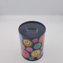 Pușculiță bani metalică cu model Smiley Face, dimensiune L