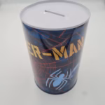 Pușculiță copii metalică, model Spiderman, mărime L, monede și bancnote