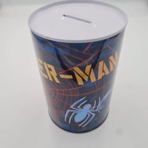 Pușculiță pentru copii metalică cu model Spiderman, dimensiune L
