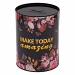 Pusculita Metalica Neagra model Make Today Amazing Ø12x16cm, dimensiune XL