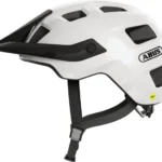 Cască bicicletă MTB Abus MoTrip, mărime L, EN 1078, vizieră detașabilă, 13 orificii, Shiny White