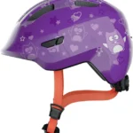 Cască copii bicicletă și trotinetă Abus Smiley 3.0, mărime M, reglaj Zoom Evo Kids, reflectoare, Purple Star