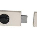 Yală aplicată ușă lemn Abus Ecoline RL50/60W, pentru butuc, backset 45 mm, interax 80 mm, reversibilă, alb