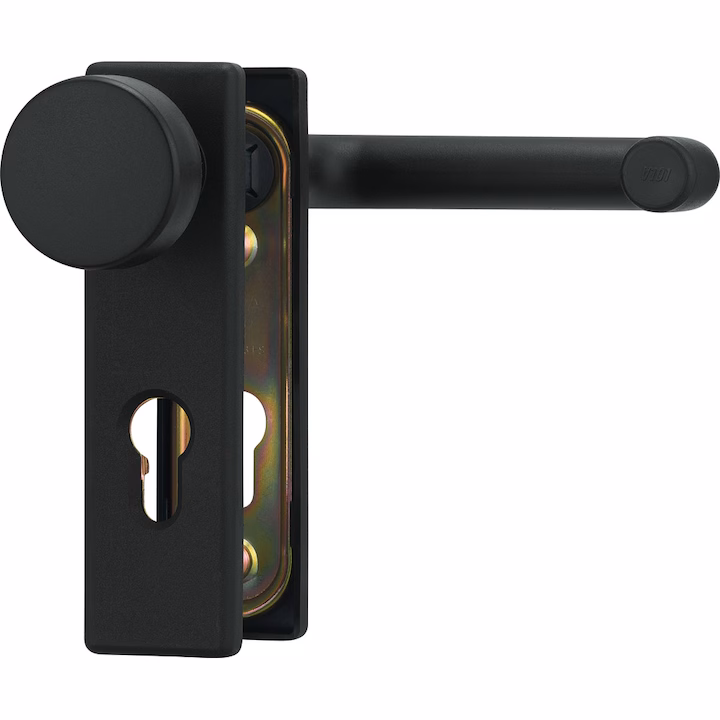 Mâner ușă antifoc Abus KFG cu sild pentru cilindru, buton-mâner, 72 mm