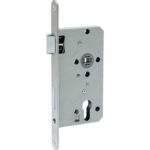 Broască (yală) îngropată ușă intrare Abus ES 55/72 mm, pentru butuc, închidere 2 puncte, falț, stânga, argintiu