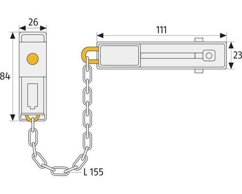 Lanț siguranță ușă Abus SK78W, cu 2 chei pentru deschidere din exterior