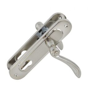 Mâner cu șild pentru ușă M72C/NI, pentru butuc, interax 72 mm, argintiu